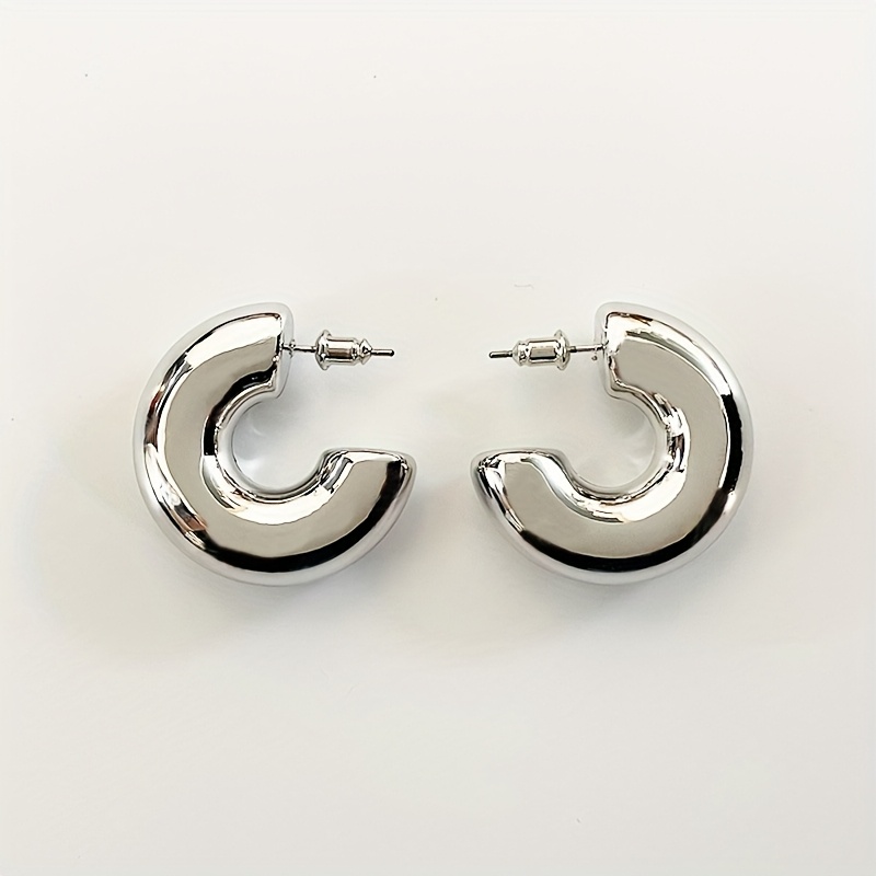 C Shape Tone Earrings Stainless Steel Hip Hop Style
